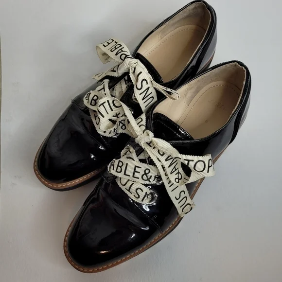 Zara Black Patten Leather Stack Shoes - Picture 7 of 15